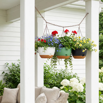 Ensemble de 3 pots à fleurs suspendus en forme de bol en PE