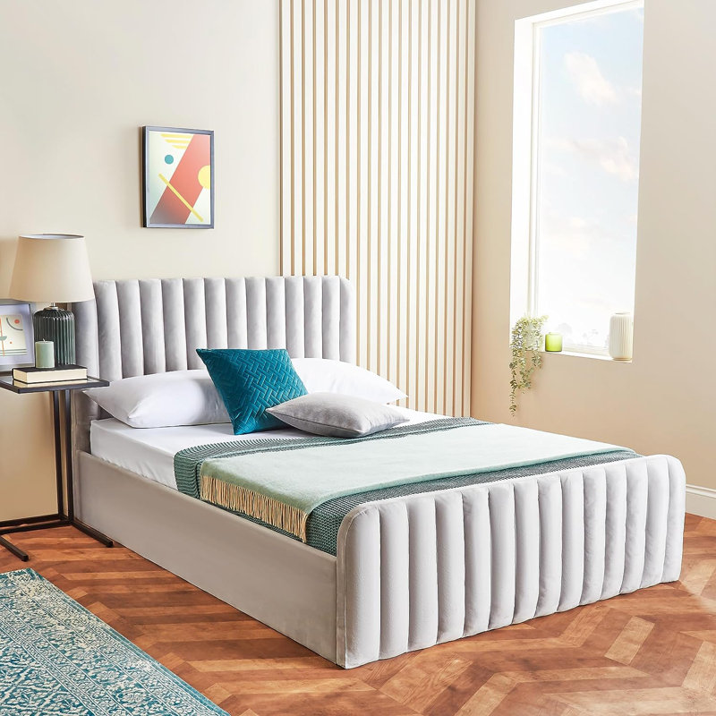 Clarendale Upholstered Velvet Lift Up Storage Ottoman Bed, Small Double (4')