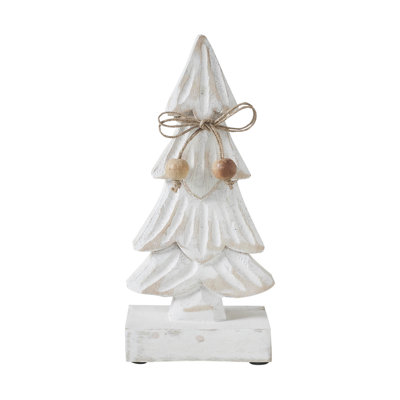 Arbre enneigé festif texturé en bois blanc 10,25 x 4,75 x 2,25