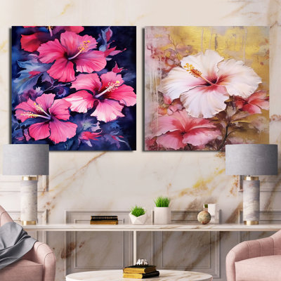 Tropical Floral Hibiscus Beauty III - Hibiscus Square Collage Set Of 2