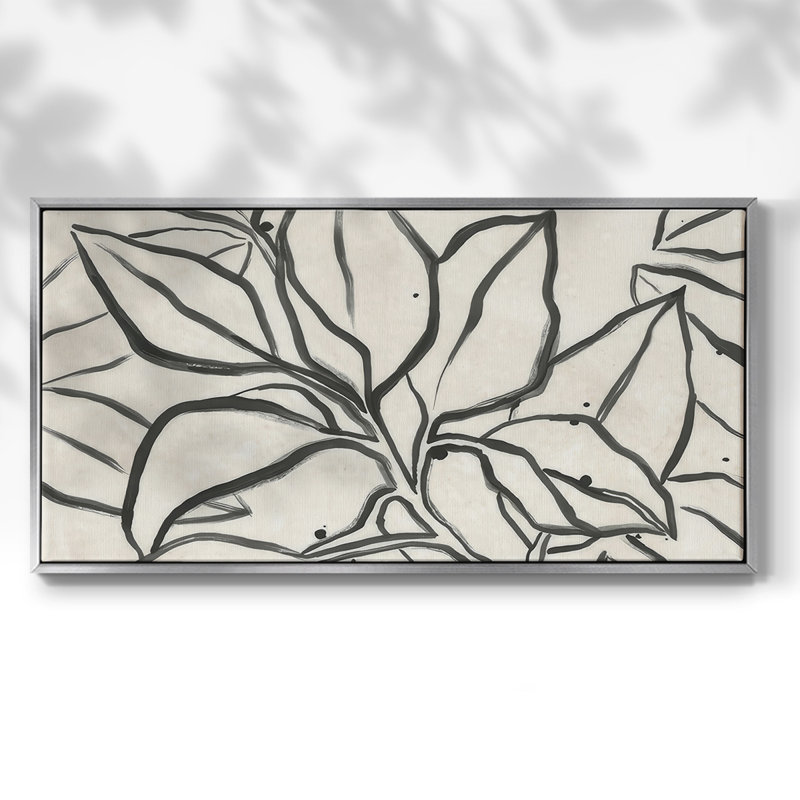 Parchemin brossé I - Toile tendue avec châssis encadré - Prêt à être accroché, H 17 po x l 33 po, Argent argent