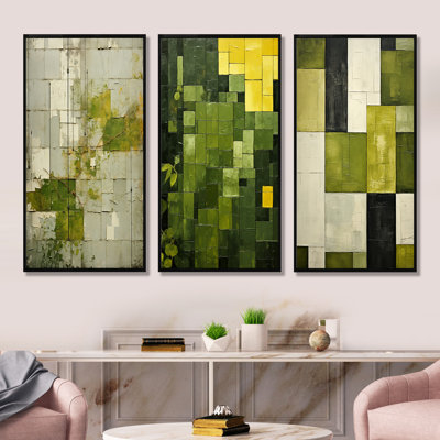 Ensemble de 3 reproductions d'art abstrait vert