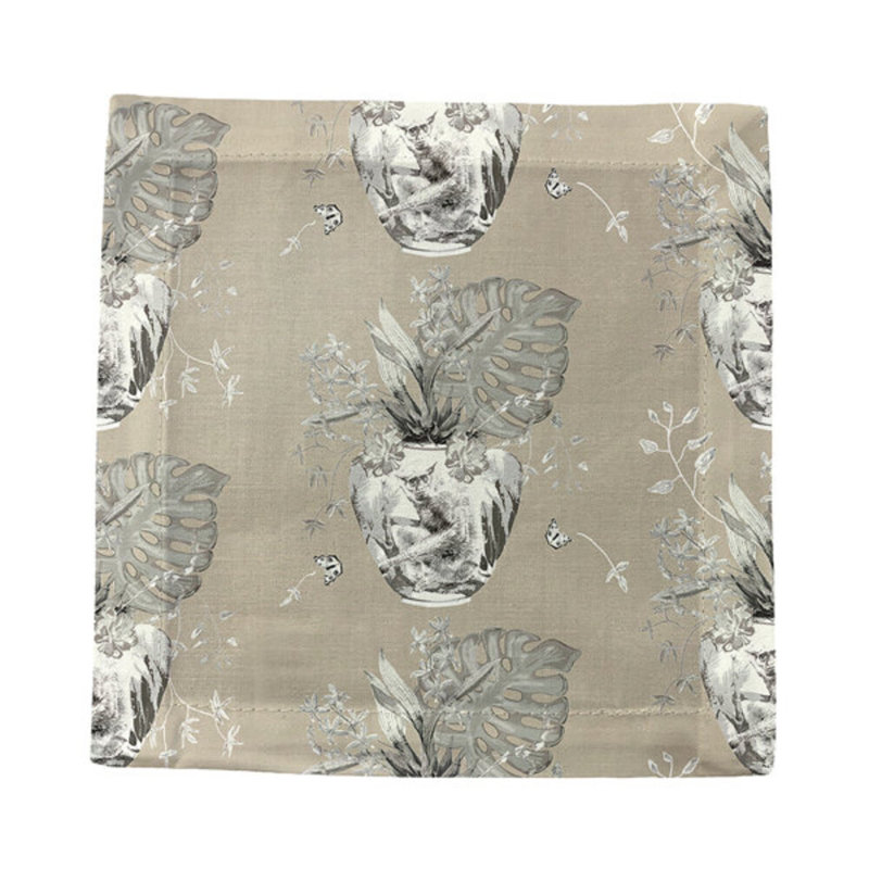 Monkey Small Jungle Cotton Sateen Cocktail Napkins, Greenwhich
