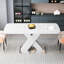 White Modern Square Dining Table, Stretchable Function, & Steel Combination, Easy Assembly Made, 220 Lbs Capacity