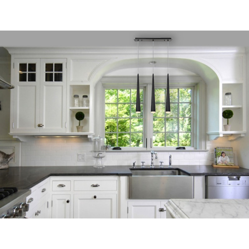 Luminaire suspendu linéaire à 3 lumières pour îlot de cuisine, Noir mat, H 74,25 po x l 23 po x p 5 po