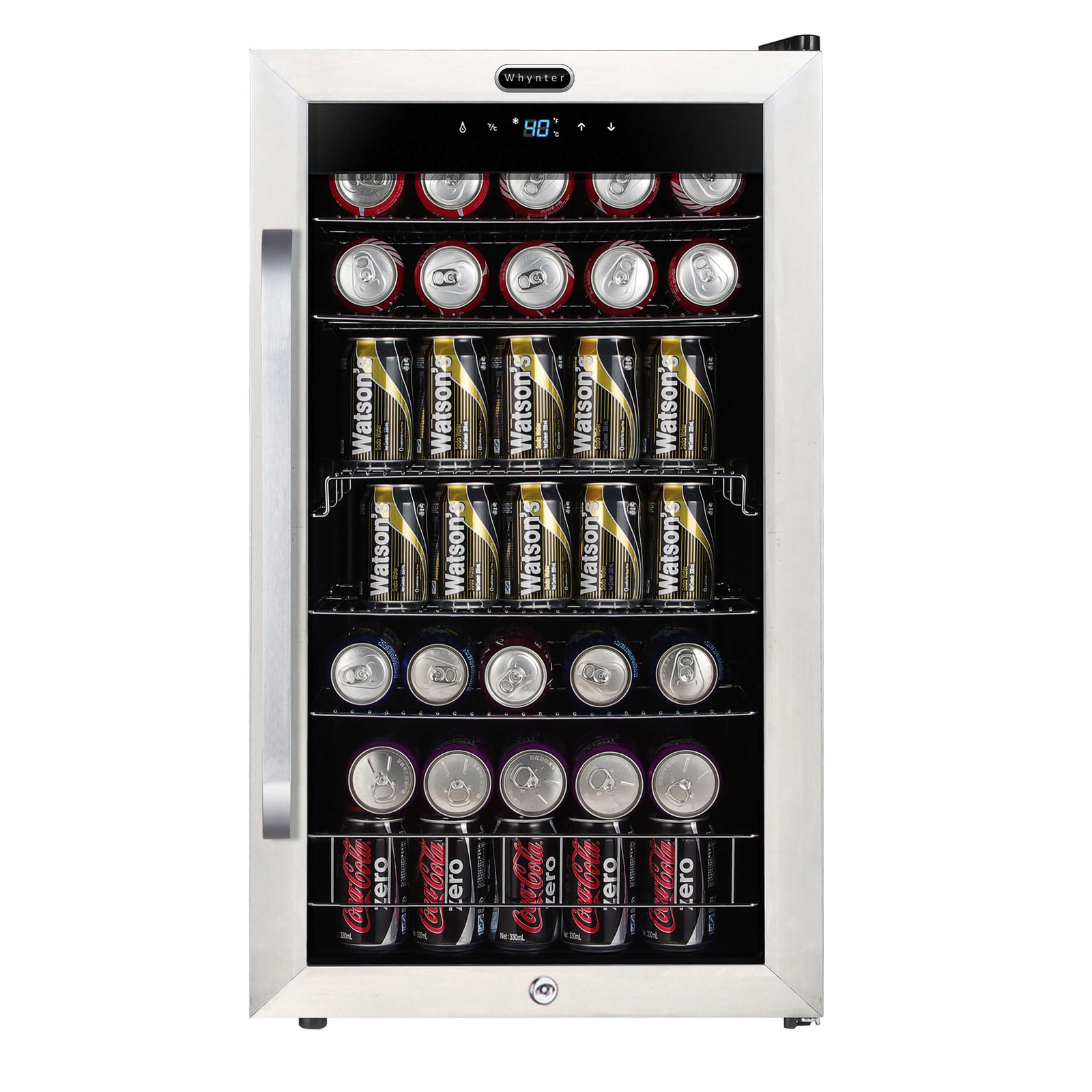 BR-1211DS Whynter Freestanding 121 Can Beverage Refrigerator with Digital Control and Internal Fan - Stainless Steel | Fridge.com