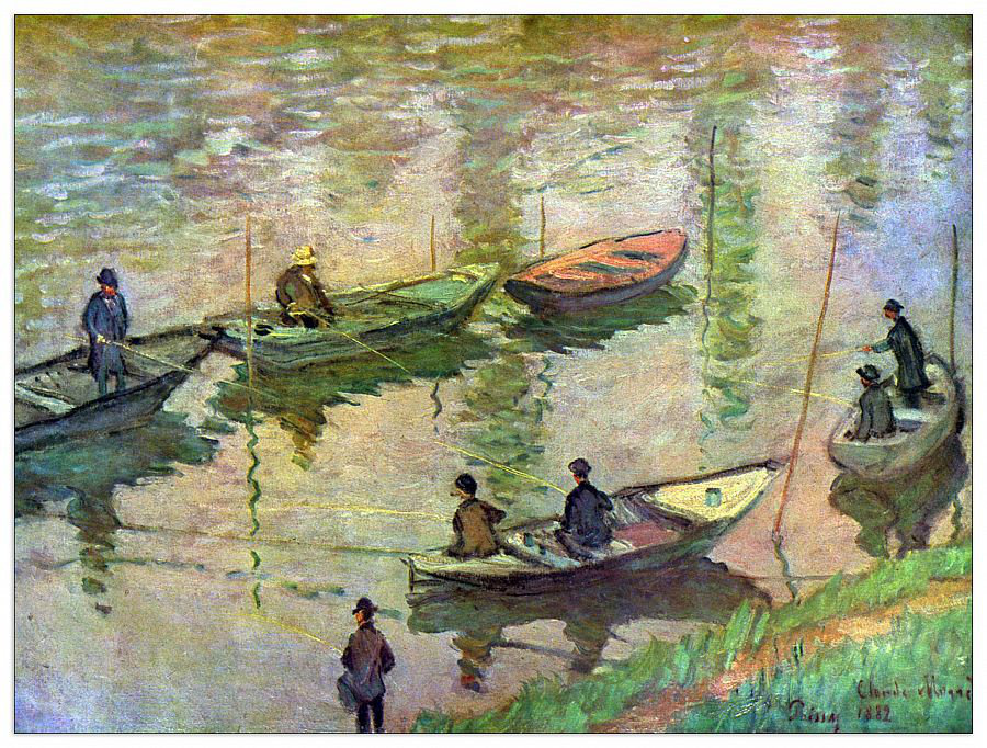 'Fishermen on the Seine at Poissy II' by Claude Monet Painting Print