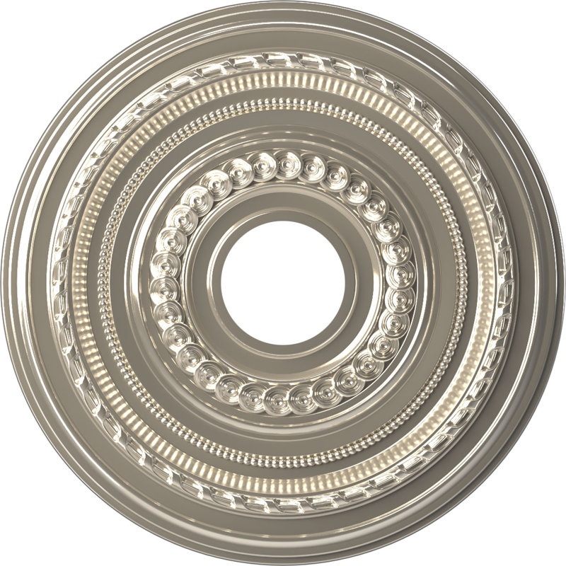 Médaillon Cole en PVC thermoformé pour plafond, Chrome brillant, H 22 po x l 22 po x P 1 po