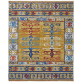 Zahara Hand Knotted Wool Area Rug in Saffron; Gold; Blue; Red