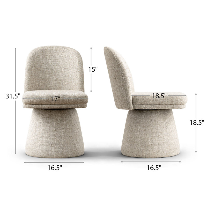 Upholstered 360°Swivel Vanity Chair, Oatmeal