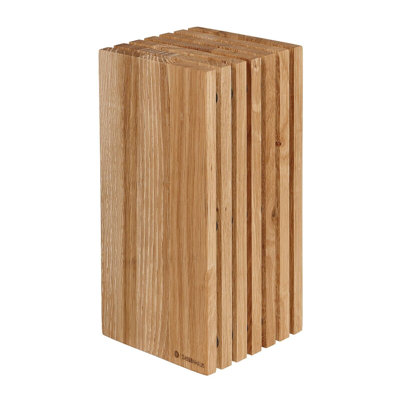 Slotted Knife Block, Oak, 5.4" x 5.4" x 10.75"