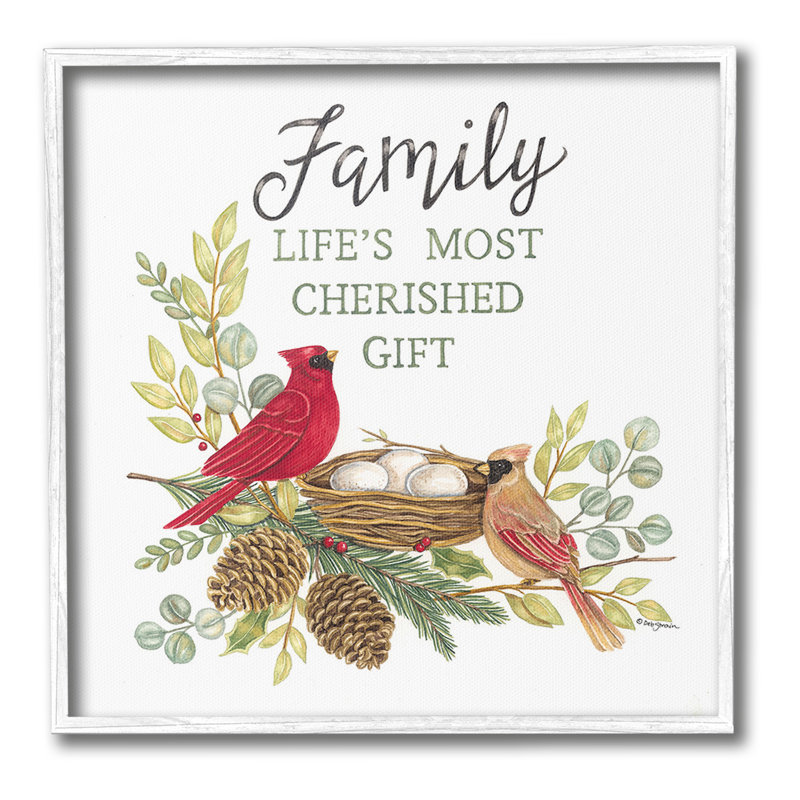 «Family Is Cherished Gift», estampe numérique par Deb Strain, H 24 po x l 24 po, Giclée encadrée noir minuit