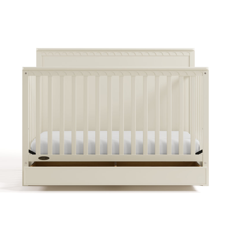 Sasha 5-In-1 Convertible Crib With Drawer, Frosted Oat