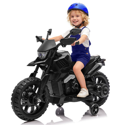 Moto 6V pour enfants avec roues d'entraînement, vitesse réglable de 2 à 5 mi / h, vélo électrique pour enfant avec phare à piles, musique pour garçons et filles