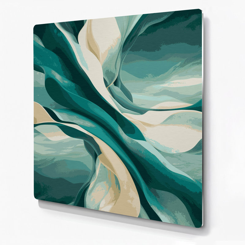 Art mural abstrait en métal vert 22, H 32 po x l 32 po