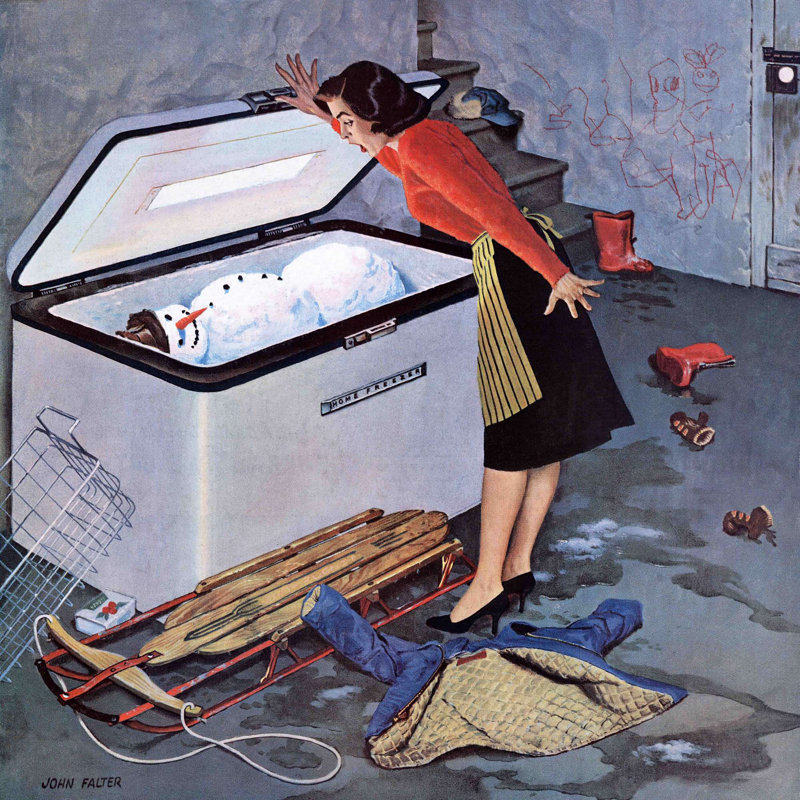 Frosty In The Freezer by John Falter - Wrapped Canvas Painting, 46cm H x 46cm W