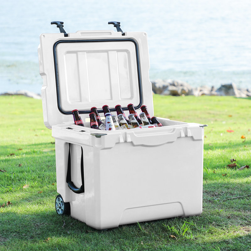 Boîte de 40 boîtes réfrigérées portatives pour l'extérieur avec roulettes, Blanc