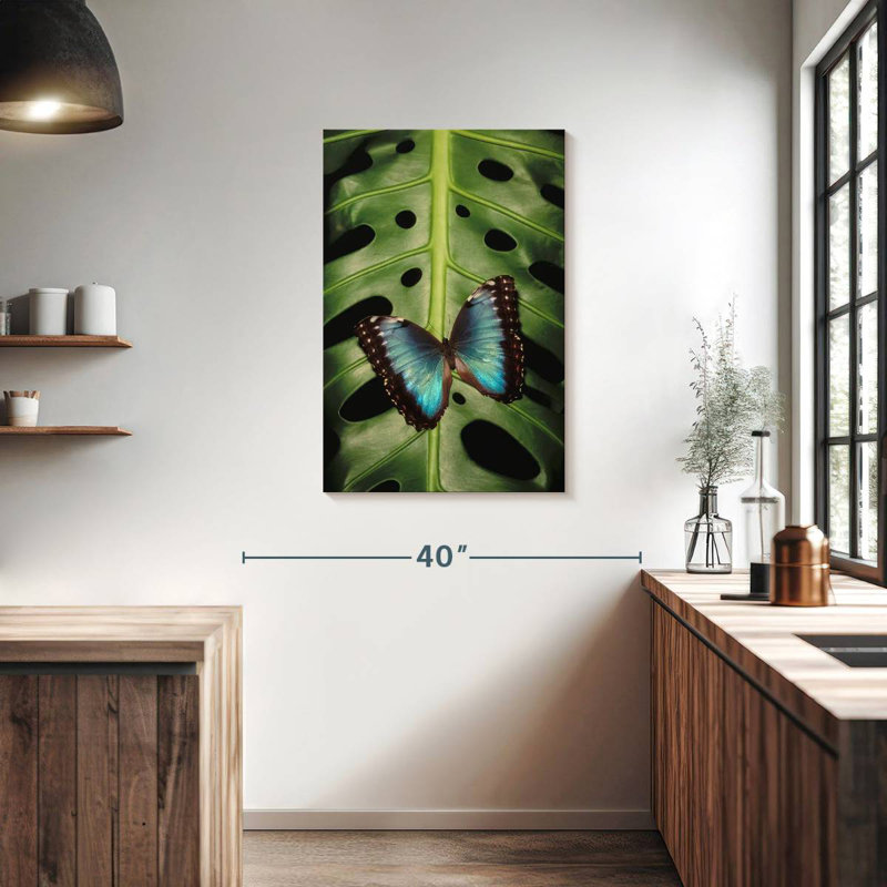 Brampt Butterfly On Monstera, 36" H x 24" W