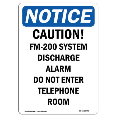 Caution FM-200 System Discharge Sign