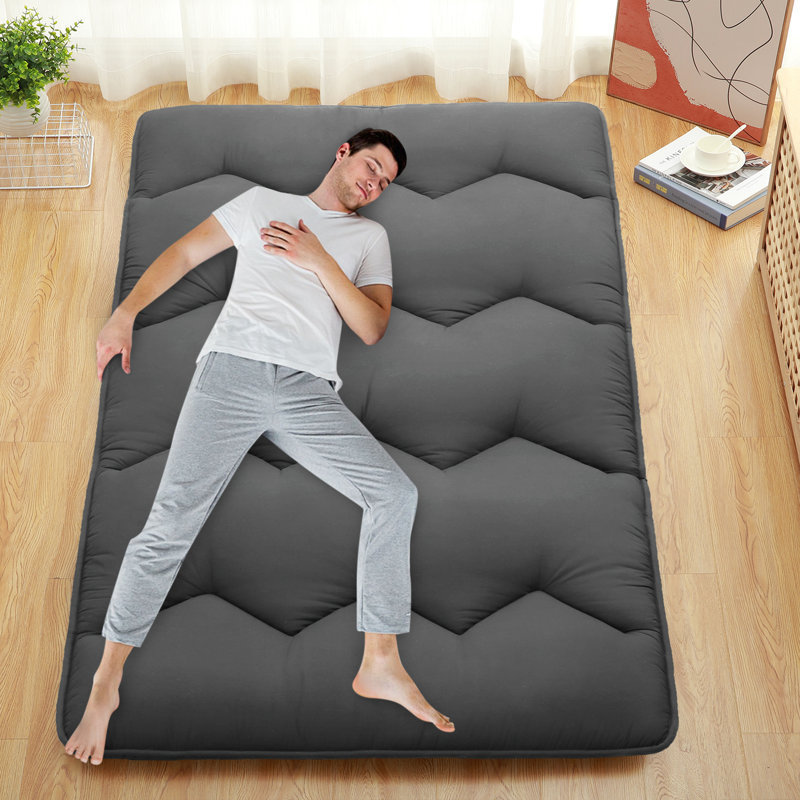 Matelas de futon pliable japonais, Gris, Lit double