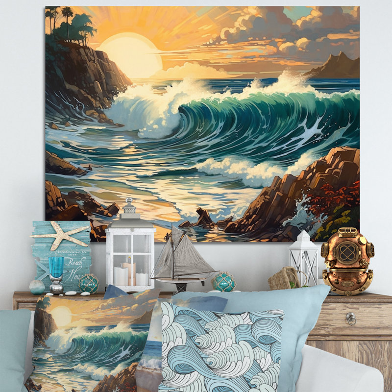 Bright Sun Majestic Waves II sur impression sur toile, H 24 po x l 32 po x P 1 po, Toile tendue