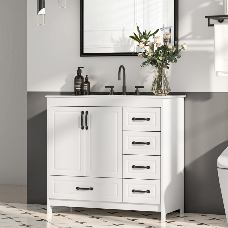 36'' Single Bathroom Vanity With Ceramic Top, 36"