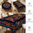 Colorful Floral Pattern Design Washable Black Polyester Tablecloth
