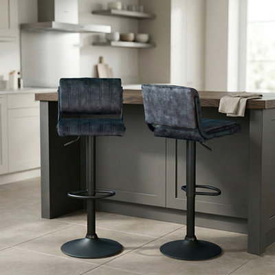 Swivel Upholstered Adjustable Height Counter Stool with Metal Frame