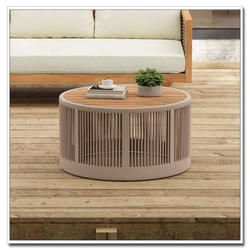 Table basse en bois, Teck et beige