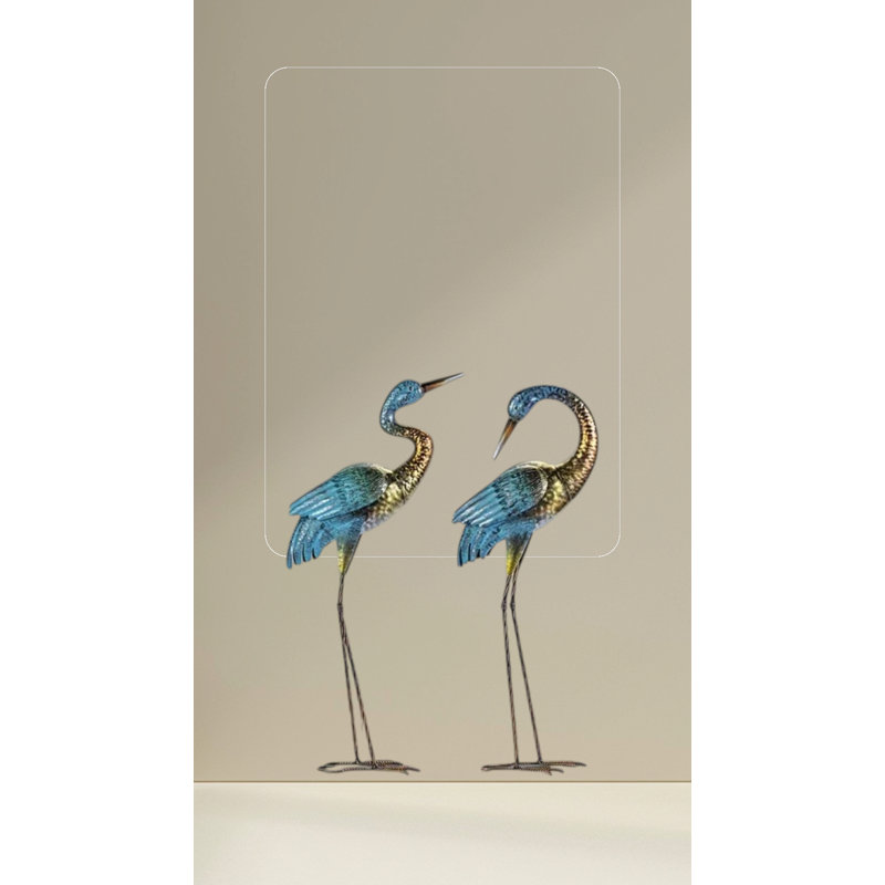 Bird Crane Metal Garden Statue