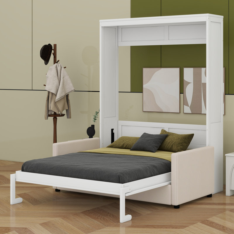 Lit escamotable mural Murphy avec coussin, blanc