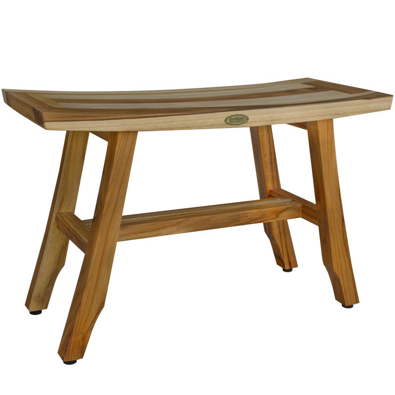 EcoDecors Satori, Teak Shower Bench, Teak Shower Stool, Teak Stool for Inside Shower, Small Shower Stool, Teak Foot Rest, Teak Shower Bench For Inside Shower, in Earthy Teak