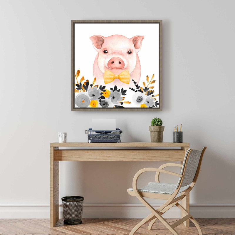 Toile encadrée Chic Pig | Décoration de ferme animaux jaunes