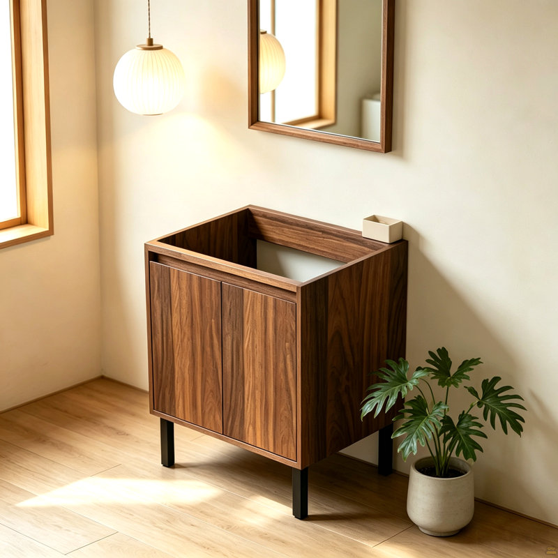 Meuble-lavabo de salle de bain sans lavabo, Brun