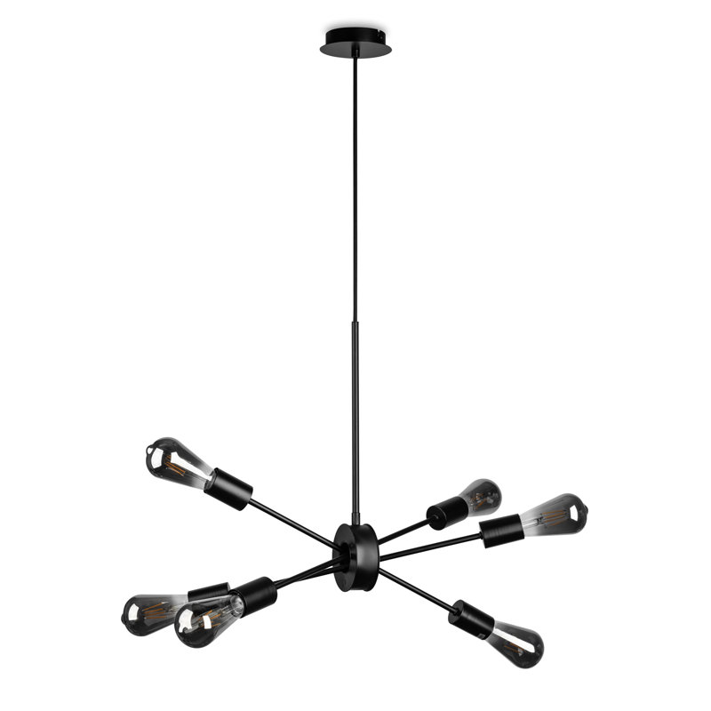 Kimberling 6 - Light Black Sputnik style Industrial Pendant Chandelier