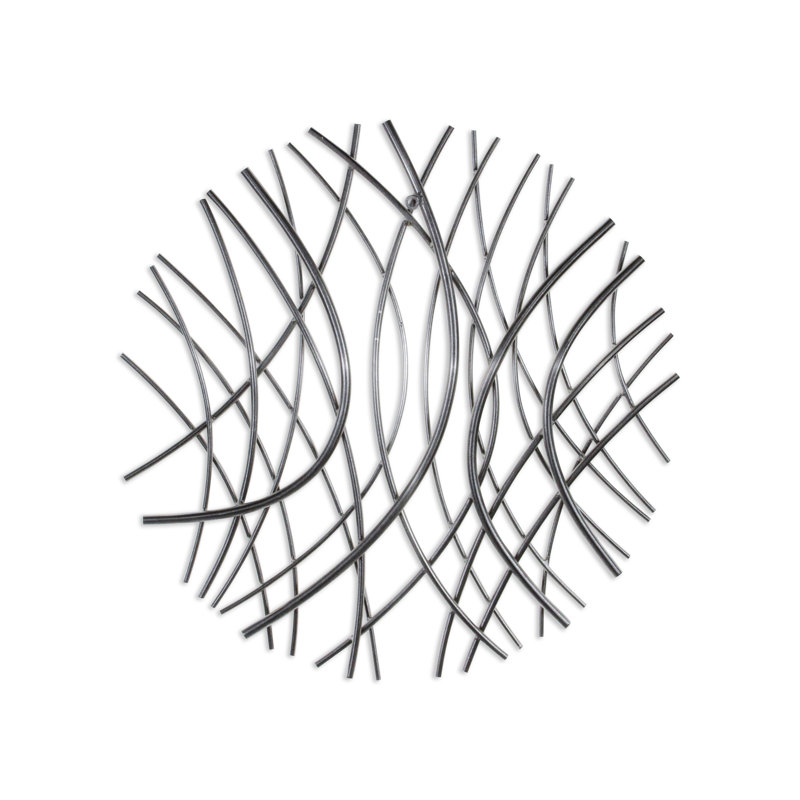 Metal Circle Abstract Hanging Dimensional Sculpture, 24" H x 1.25" W x 24" D, Silver