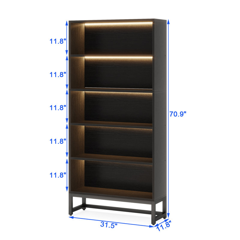 70.9"H X 31.5" W Bookcase with LED Light Strip