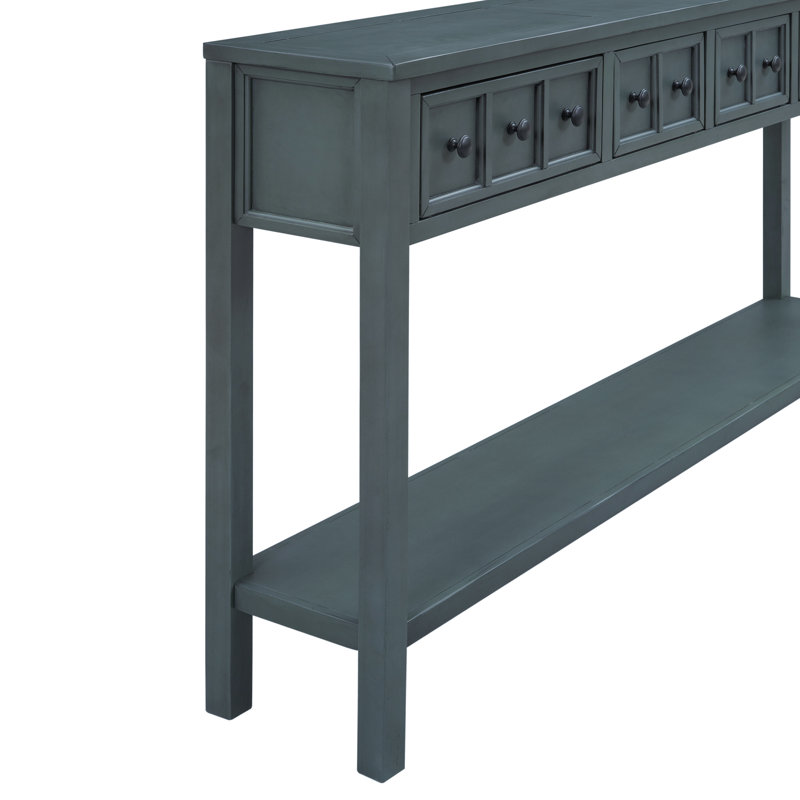 Tarsita Rustic Entryway Console Table Long Sofa Table with Drawers and Bottom Shelf Entryway Table, Navy Duplicate