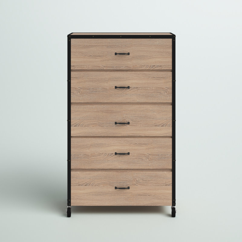 Commode à 5 tiroirs Muskego, Brun chêne vieilli clair