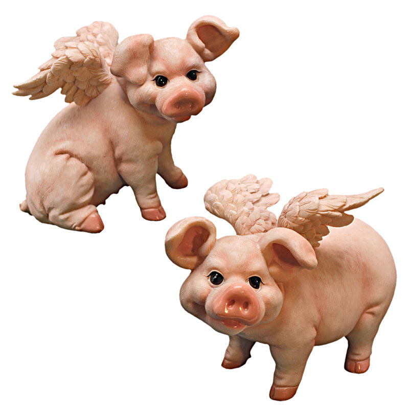 Figurine assis Hog Heaven Flying Pigs