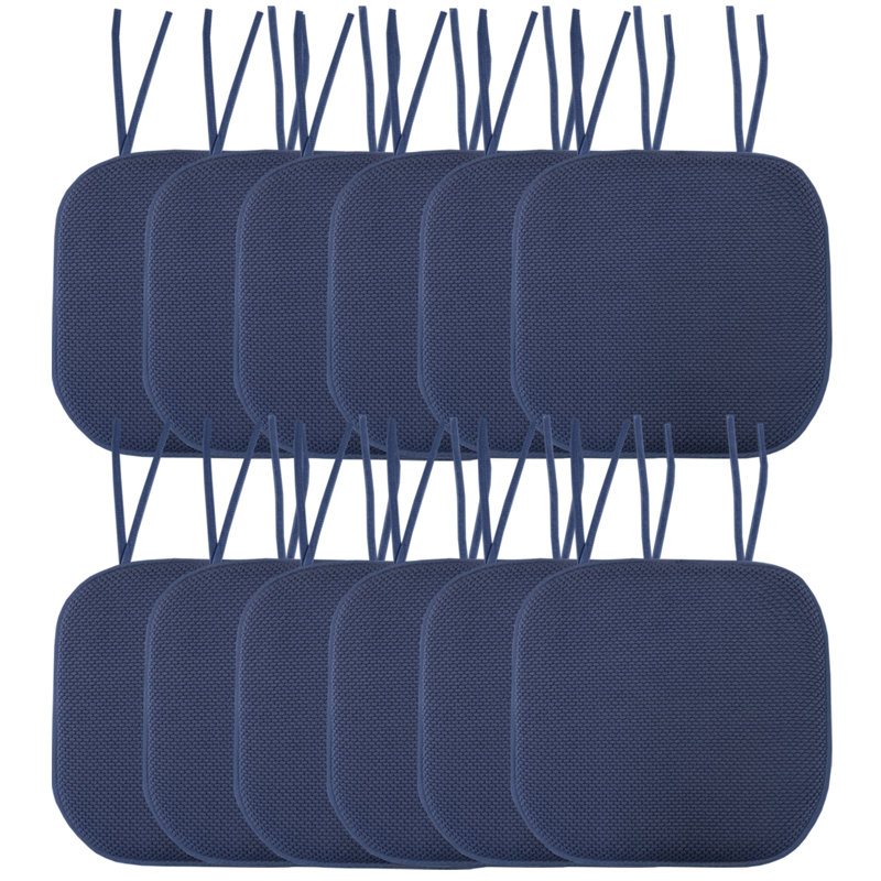 Coussin de chaise antidérapant en mousse à mémoire de forme 16 po x 16 po avec attaches Honeycomb, 4, Bleu marine