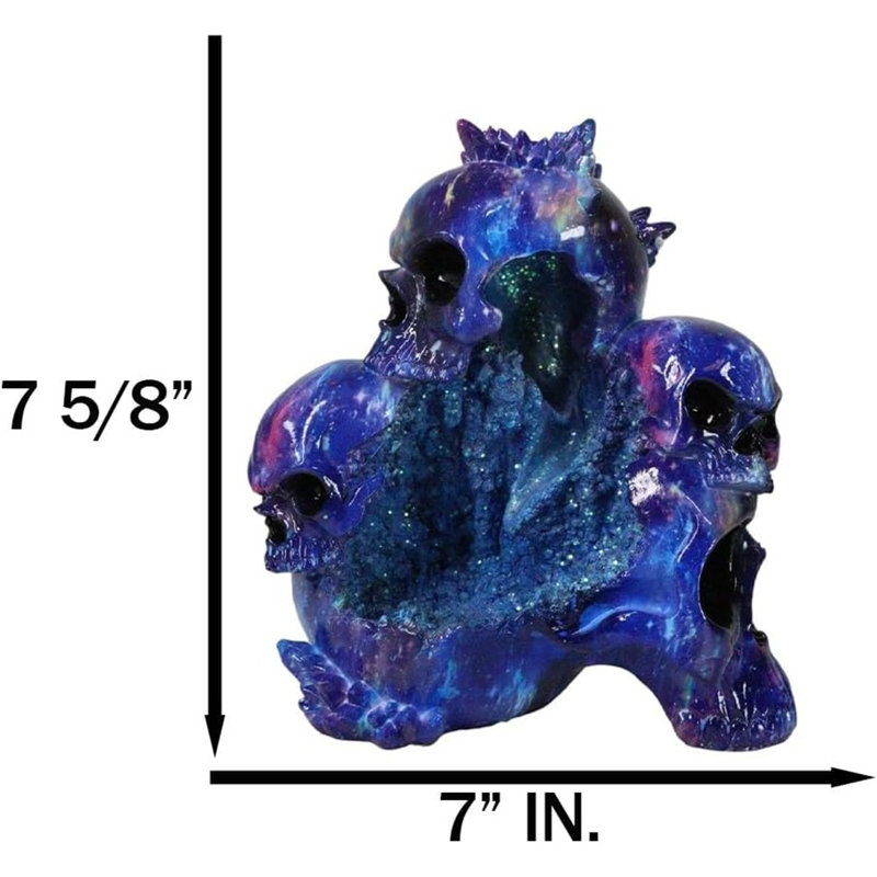 Blue Gothic 3 Ghastly Skulls LED Death Mountain Cavern Backflow Incense Burner