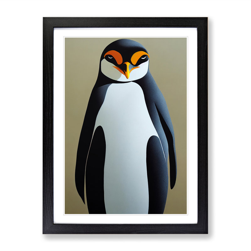 XV1022-3763X Resting Penguin - Print, Black Framed, 66cm H x 48cm W, White