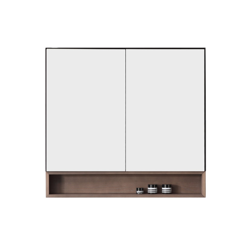 Bergen 36" Medicine Cabinet, Matte Black/Chestnut Oak