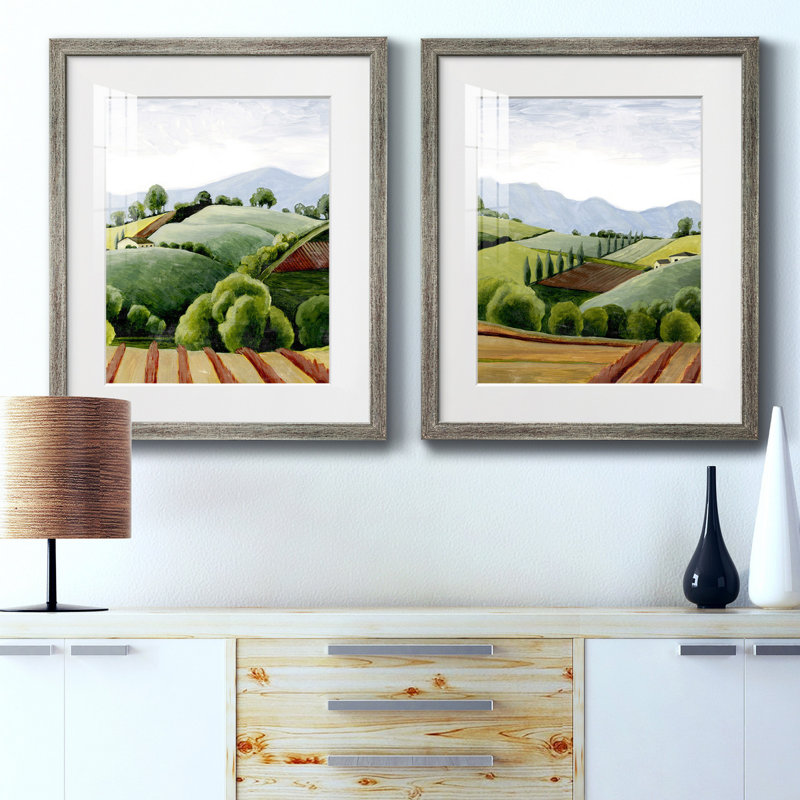 «Tuscan Valley S croquis I», ensemble de 2 reproductions d'art sur toile encadrées