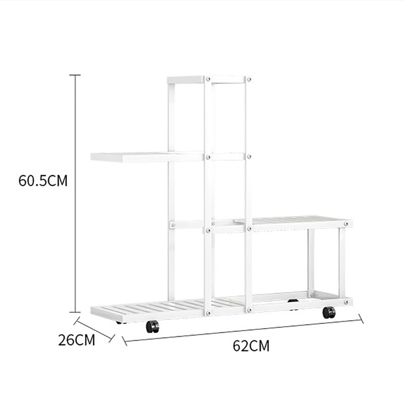 Flower Display Stand, Wrought Iron Corner Multiple Planter Rack Organizer With Wheels For Room Corner Balcony, Green