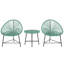 Outsunny 3 Pieces Rattan Bistro Set with Acapulco Chairs for Patio Green