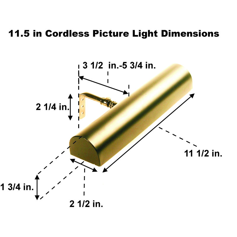 Luminaire pour tableau mural à DEL à intensité variable avec télécommande, Laiton poli, H 1,87 po x l 11,5 po x P 7,5 po