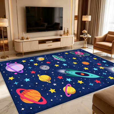 Tapis de salon Cosmic Space Adventure pour le salon, doux et confortable, convient à toutes les saisons, facile à entretenir, tapis de sol intérieur lavable à la machine, sous la table de ferme convenant à la chambre à coucher, à la salle à manger, au bureau, au patio, au balcon, à la décoration intérieure
