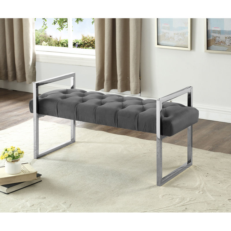 Brammer Fabric Upholstered Bench, Gray